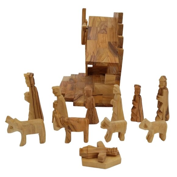 Nativity set Music Box of Carved Bethlehem Olive Wood National Geographic Origin - Picture 11 of 16